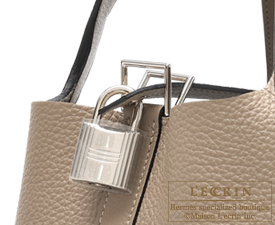 Hermes　Picotin Lock bag GM　Gris tourterelle/Mouse grey　Clemence leather　Silver hardware