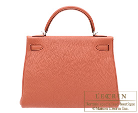 Hermes　Kelly bag 32　Rosy　Togo leather　Silver hardware