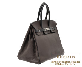 Hermes　Birkin bag 35　Marron/Black　Clemence leather　Mat Silver hardware