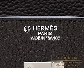 Hermes　Birkin bag 35　Marron/Black　Clemence leather　Matt silver hardware