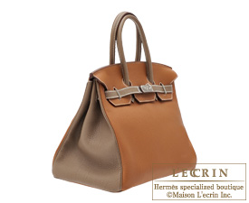 Hermes　Birkin bag 35　Gold/Etoupe grey　Togo leather　Matt silver hardware