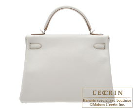 Hermes　Kelly bag 32　Retourne　Pearl grey/Gris perle　Clemence leather　Silver hardware