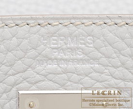 Hermes　Kelly bag 32　Retourne　Pearl grey/Gris perle　Clemence leather　Silver hardware