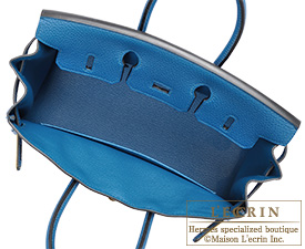 Hermes　Birkin bag 25　Blue de galice　Togo leather　Silver hardware