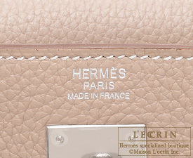 Hermes　Kelly bag 32　Retourne　Argile　Clemence leather　Silver hardware