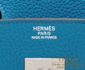 Hermes　Birkin bag 30　Blue izmir　Clemence leather　Silver hardware