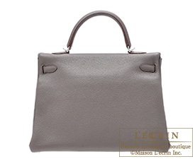 Hermes　Kelly bag 35　Etain/Etain grey　Clemence leather　Silver hardware