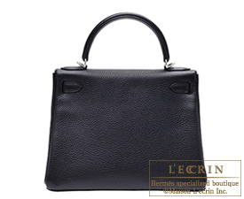 Hermes　Kelly bag 28　Black　Clemence leather　Silver hardware