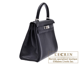 Hermes　Kelly bag 28　Black　Clemence leather　Silver hardware
