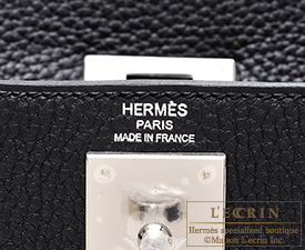 Hermes　Kelly bag 28　Black　Clemence leather　Silver hardware