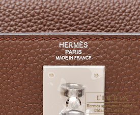 Hermes　Kelly bag 28　Brulee　Togo leather　Silver hardware