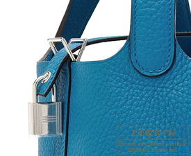Hermes Picotin Lock bag PM Blue izmir Clemence leather Silver ...  