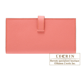 Hermes　Bearn Soufflet　Flamingo　Epsom leather　Gold hardware