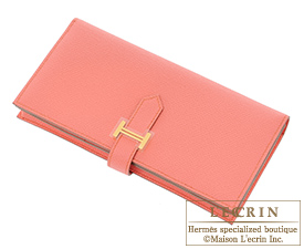 Hermes　Bearn Soufflet　Flamingo　Epsom leather　Gold hardware