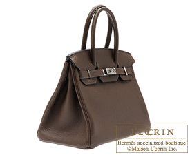 Hermes　Birkin bag 30　Cacao　Clemence leather　Silver hardware