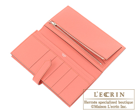 Hermes　Bearn Soufflet　Rouse casaque/Flamingo　Epsom leather　Silver hardware