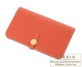Hermes　Dogon GM　Sanguine/Blood orange　Togo leather　Gold hardware