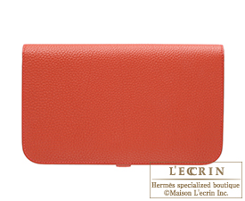 Hermes　Dogon GM　Vermillon/Vermilion red　Togo leather　Gold hardware