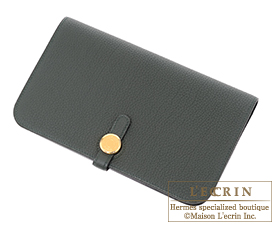 Hermes　Dogon GM　Vert gris/Green grey　Togo leather　Gold hardware
