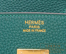 Hermes Birkin Malachite 35cm, Togo with Gold Hardware