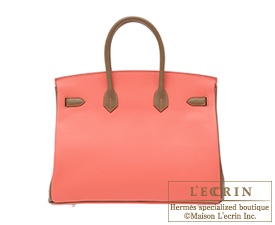Hermes　Birkin bag 35　Flamingo/Etoupe grey　Epsom leather　Mat silver  hardware