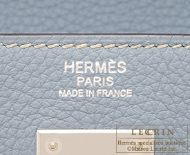 Hermes　Kelly bag 32　Blue lin/Linen blue　Togo leather　Silver hardware