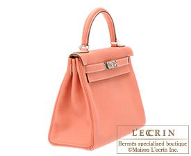 Hermes　Kelly bag 28　Crevette　Clemence leather　Silver hardware