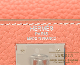 Hermes　Kelly bag 28　Crevette　Clemence leather　Silver hardware