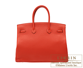 Hermes　Birkin bag 35　Vermillon　Togo leather　Silver hardware