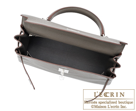 Hermes　Kelly bag 32　Retourne　Etain/Etain grey　Clemence leather　Silver hardware