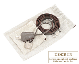 Hermes　Kelly bag 32　Retourne　Etain/Etain grey　Clemence leather　Silver hardware