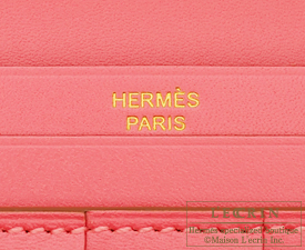 Hermes　Bearn bi-fold wallet　Rose lipstick　Tadelakt leather　Gold hardware