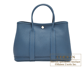 Hermes　Garden Party bag 30/TPM　Blue tempete　Country leather　Silver hardware