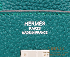 Hermes　Birkin bag 25　Malachite　Togo leather　Silver hardware