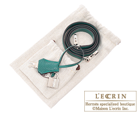 Hermes　Kelly bag 32　Retourne　Malachite/Malachite greenClemence leather　Silver hardware