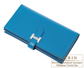 Hermes　Bearn Soufflet　Blue izmir　Tadelakt leather　Mat Silver hardware