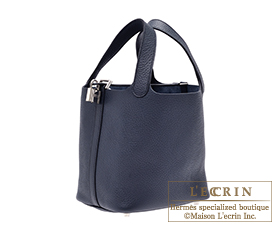 Hermes　Picotin Lock bag 18/PM　Bleu obscur　Clemence leather　Silver hardware