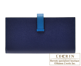 Hermes　Bearn Soufflet　Bi-color　Blue saphir/Blue izmir　Epsom leather　Silver hardware