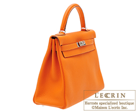 Hermes　Kelly bag 32　Orange　Togo leather　Silver hardware