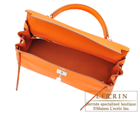 Hermes　Kelly bag 32　Orange　Togo leather　Silver hardware