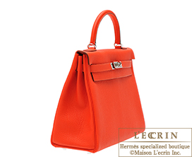 Hermes　Kelly bag 32　Capucine/Capucine orange　Togo leather　Silver hardware