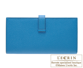 Hermes　Bearn Soufflet　Blue izmir　Epsom leather　Gold hardware