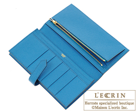 Hermes　Bearn Soufflet　Blue izmir　Epsom leather　Gold hardware