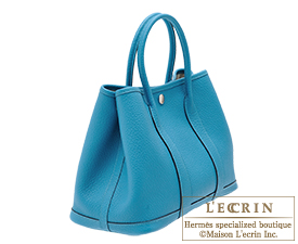 Hermes Garden Party bag TPM Turquoise blue Country leather Silver hardware