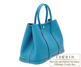 Hermes　Garden Party bag 30/TPM　Turquoise blue　Country leather　Silver hardware