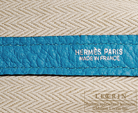 Hermes　Garden Party bag 30/TPM　Turquoise blue　Country leather　Silver hardware