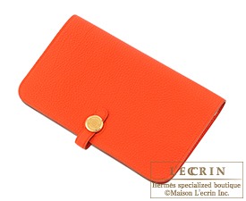 Hermes　Dogon GM　Capucine/Capucine orange　Togo leather　Gold hardware