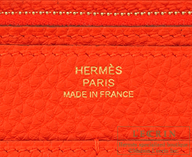 Hermes　Dogon GM　Capucine/Capucine orange　Togo leather　Gold hardware
