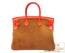 Hermes　Birkin bag 35　Capucine/Chamois　Swift leather/Grizzly leather　Champagne gold hardware