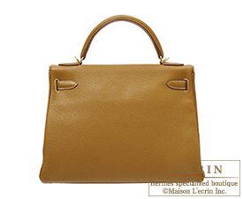 Hermes　Kelly bag 32　Retourne　Kraft　Clemence leather　Gold hardware
